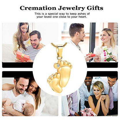 Imrsanl Footprint Cremation Urn Pendant Necklace for Ashes Stainless Steel Mini Urns Jewelry to Holder Ashes Baby Foot Memorial Keepsake - color: Customize