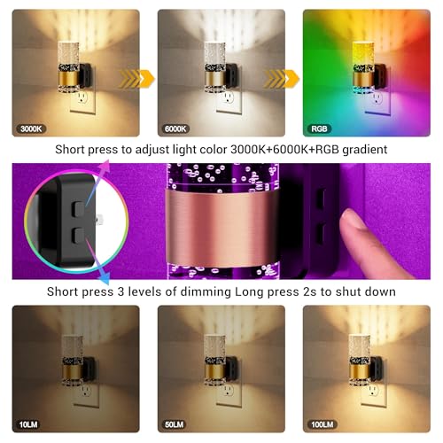JandCase Night Lights Plug into Wall, 1 Pack Color Changing Night Light - color: Gold-RGB-Remote Control, size: 1 Pack