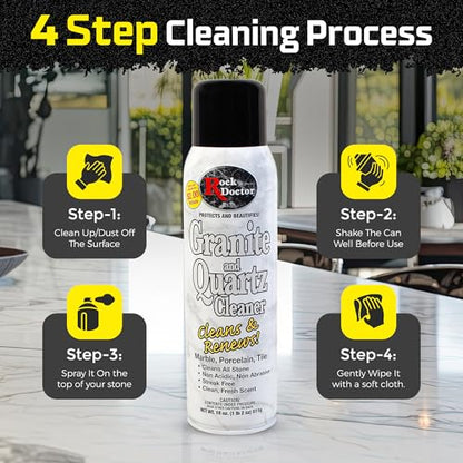 Rock Doctor Granite & Quartz Cleaner Spray 18 oz. Can, Cleans Tile, Marble, Kitchen Countertop, and Natural Stone Surfaces, Streak-Free Shine (6Pack)