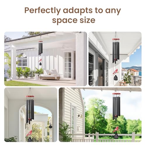 36’’Memorial Wind Chimes for Loss of Loved One, Cardinal Wind Chimes | Sympathy Gifts for Loss of Mother/Dad/Husband for Outside with Mute Option, Sympathy Wind Chimes