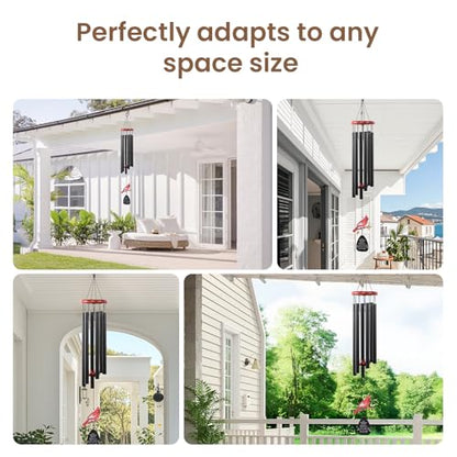 36’’Memorial Wind Chimes for Loss of Loved One, Cardinal Wind Chimes | Sympathy Gifts for Loss of Mother/Dad/Husband for Outside with Mute Option, Sympathy Wind Chimes