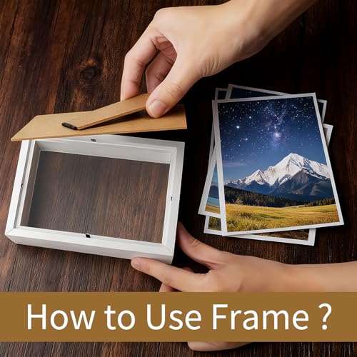 6 Pack 4 x 6 Inches Shadow Box Frame, Bulk Picture Frame Case | Small Wood Memory Display Case Boxes for Photos, Dried Flowers, DIY Craft, White