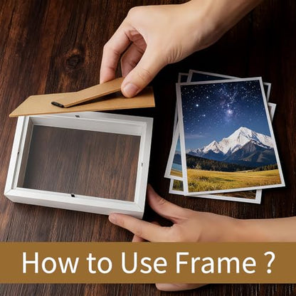 6 Pack 4 x 6 Inches Shadow Box Frame, Bulk Picture Frame Case | Small Wood Memory Display Case Boxes for Photos, Dried Flowers, DIY Craft, White