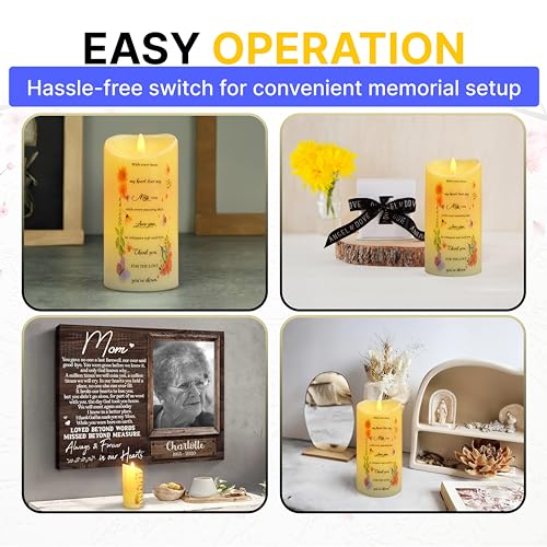 Skywin Flameless Memorial Candles for Deceased (Miss You), 5.9 x 2.7 Inches LED Memorial Candles for Loss of Loved Ones, Remembrance and Sympathy Gift