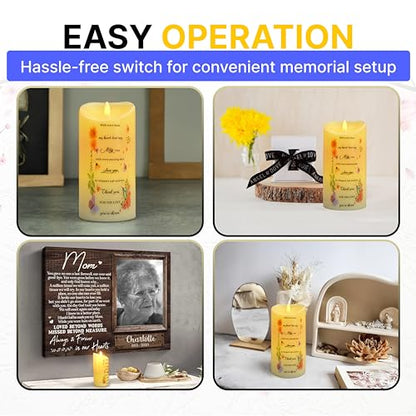 Skywin Flameless Memorial Candles for Deceased (Miss You), 5.9 x 2.7 Inches LED Memorial Candles for Loss of Loved Ones, Remembrance and Sympathy Gift