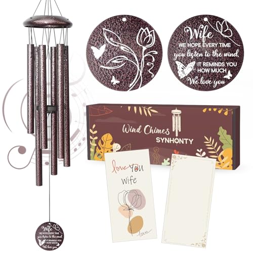 Anniversary Wind Chimes Gifts for Men Women, Happy Anniversary Decorations, 25" Wind Chimes Romantic Gift for Couple, Parents, Wife, Husband, Friends (Wife) - size: Wife