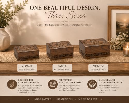 Leaf Border Wooden Urn Box for Human Ashes, Cremation Funeral Urns, Decorative Urn, Pet Memorial Box, Cat Infant Adult Urn, Burial Ash Keepsake - Medium - size: Medium