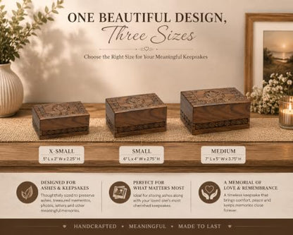 Leaf Border Wooden Urn Box for Human Ashes, Cremation Funeral Urns, Decorative Urn, Pet Memorial Box, Cat Infant Adult Urn, Burial Ash Keepsake - Medium - size: Medium