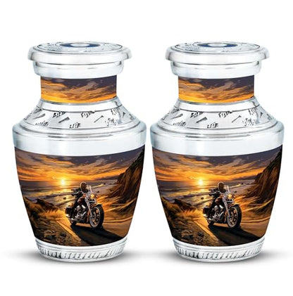 Motorcycle Urn for Ashes Nana - Yellow Keepsake for Adult Set 3 Inch - size: TAS-3 Inch, Set Of 2