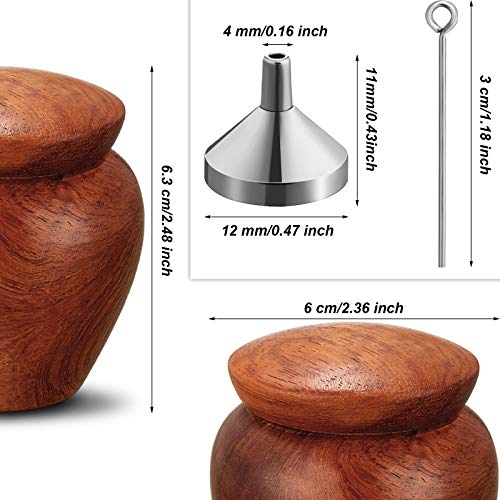 Jetec 2 Pcs Mini Urns for Human Ashes Wood Small Keepsake Cremation Urn Grain for Human or Pet Ashes Funeral Small Memorial Token Urn with Satin Bag & Funnel