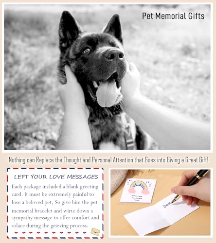 TONY & SANDY Dog Memorial Gifts, Pet Sympathy Rainbow Bridge Pet Memorial Bracelet for Men Women Girls Who Loss of Beloved Dog Cat - color: Black Onyx & Tiger Eye