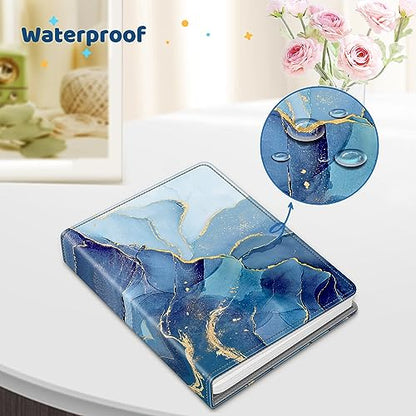 Fintie Photo Album 5x7 Photos, 52 Pockets Small Capacity Wallet Albums Book | Vegan Leather Cover, 5X7 Picture Keepsakes, Family/Wedding/Travel Memory Book, For Boys Girls Art Work, Ocean Marble - color: Ocean Marble