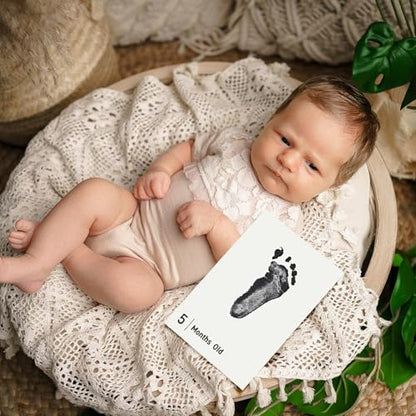 Baby Inkless Milestone Cards Hand Casting Kit Ink Print Hand and Footprint Kit Dog or Cat Pet Paw Print Kit Baby Newborn Footprint Kit Photo Album Keepsake Book Feet Stamp (White Gift Box + Album) - style: White Gift Box + Album