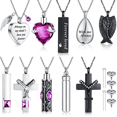 Jexine 10 Pcs Urn Necklace Cremation Jewelry for Men - color: Purple