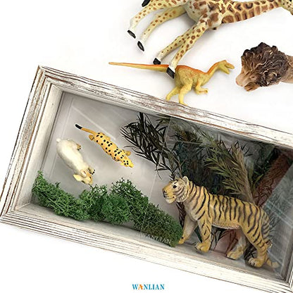Shadow Photo Frame,Wooden Double-Sided High-Definition Plexiglass Storage Box, DIY Display Box, Suitable for Dried Flowers, Specimens, Handicrafts, Baby Souvenirs and Photos (Rustic White) - color: Rustic White