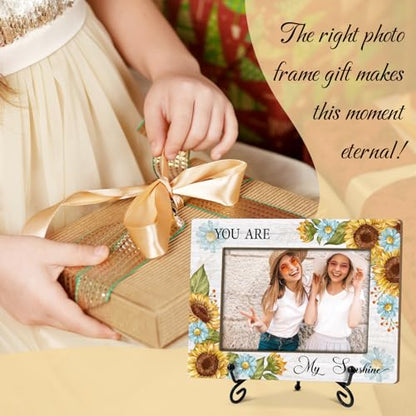Utaqer Sunflower Picture Frame, You Are My Sunshine, Picture Gifts For Women Friend Bestie, Wooden Picture Frame For Birthday Thanksgiving Keepsake Holiday, 4X6 Photo Frame With Stand -40 - color: Multi-color