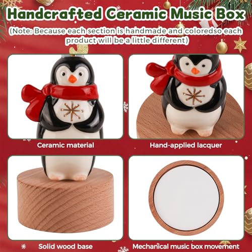 Music Box Figurine, Sculpted Hand-Painted Musical Figure Plays You are Jingle Bells Tune Christmas Anniversary, Birthday Gifts for Daughter Son Mom Dad Kids (Penguin) - color: Penguin