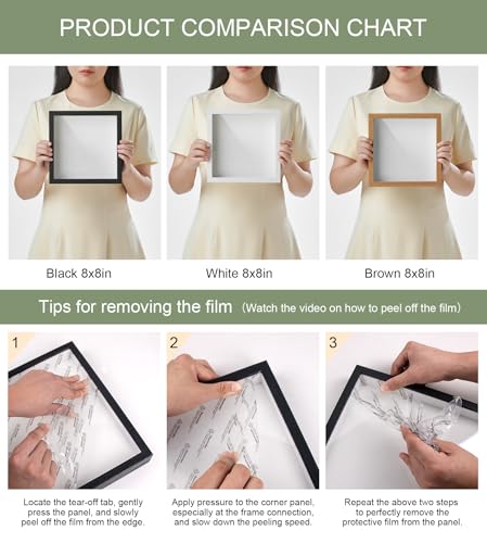 8x8 Shadow Box Frame with Thickened Acrylic Panel & Pins - color: Black+foam Back+foam Packaging, size: 8x8