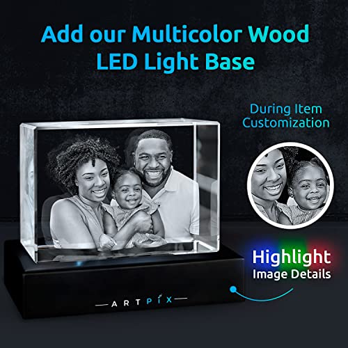 ArtPix 3D Crystal Photo, Personalized Gifts for Women, Wife, Mom, Her, Him, Men, Great Customized Gift With Your Own Photo - Anniversary, Wedding, Birthday - Custom Glass 3D Laser Etched Picture Frame - color: Landscape, size: Small