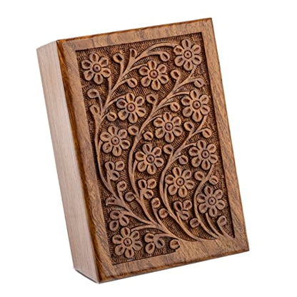 SIC Personalized Tree of Life Urn for Ashes, Engraved Rosewood Memorial | Custom engraved name & dates; iconic Tree of Life carving; sizes to X-Large; solid sheesham craftsmanship - size: Personalize