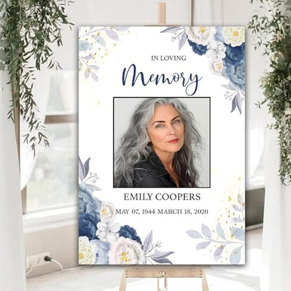 Personalized Funeral Welcome Sign, Rectangular, Custom, Green, Full Size, Polypropylene, Pole Mount, Classic Style, In Loving Memory Emily Cooper May 18th - March 19th 2020 - color: Version 10