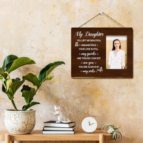 Daughter You Left me Beautiful Memories Wood Picture Frame,Memory Gifts for Loss of Daughter,Memorial Gift for Loss of Daughter,Sympathy Gifts Photo Frame - style: Daughter-1