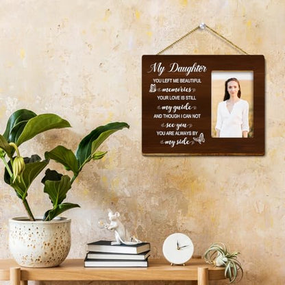 Daughter You Left me Beautiful Memories Wood Picture Frame,Memory Gifts for Loss of Daughter,Memorial Gift for Loss of Daughter,Sympathy Gifts Photo Frame - style: Daughter-1
