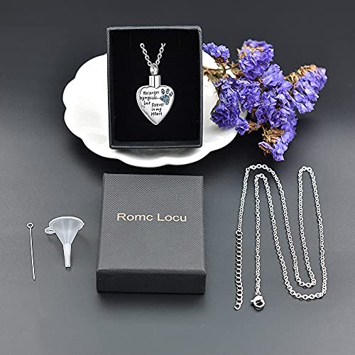 Fashion Pet Cremation Jewelry Stainess Steel Heart Keepsake Ashes Necklace Dog Cat Paw Memorial Urn Pendant - color: Blue