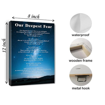 Our Deepest Fear Quote Canvas Wall Art Inspirational Painting Print Motivational Poster Ready to Hang Home Office，Living Room，or Personal Space Framed 8 * 12 Inch - color: White 2, size: 12"L x 8"W