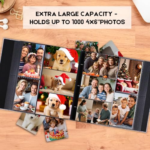 Extra Large Capacity 4x6 Photo Album, Holds 1000 Photos, Gray - color: Gray
