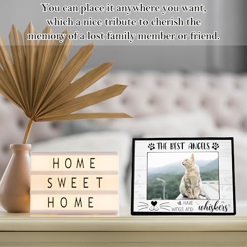 Pet Memorial Gifts, Loss of Cat Sympathy Gift Wooden Photo Frame, Cat Memorial Gifts for Loss of Cat, 4x6 Picture Frame for Tabletop Display Photo Insert - L01 - style: loss of cat 2