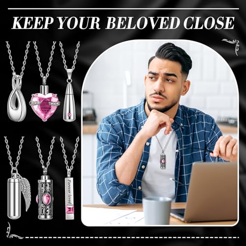 Ecation 15 Pcs Urn Necklace for Ashes Women Cremation Jewelry - color: Pink