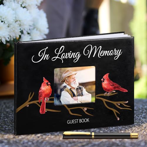 Yingzhao Memorial Funeral Guest Book with Pen 144 Pages Cardinal Funeral Guest Sign in Book for Memorial Service Celebration of Life Party Supplies in Loving Memory(Cardinal) - style: Cardinal