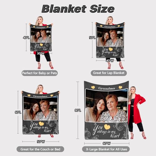 Personalized Memorial Blanket with Photos in Loving Memory for Loved Ones Lost, Custom Gift Loss of Dad Mom Son Daughter, Bereavement Sympathy (Style 4) - color: Gray