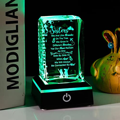 Movdyka Sister Gifts for Sisters Funny, 3D Layser Engraved Sisters with Base, Best Unique Birthday Christmas Wedding Graduation Sister Gifts Ideas from Sisters Brother for Soul Big Little Sister - style: Sister Gifts