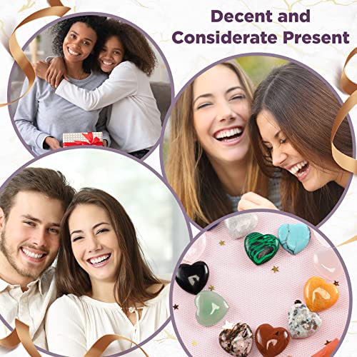 Nuenen 72 Pcs Heart Healing Stone 0.8 Inch Polished Crystal Chakra Gems | Heart Shaped Gemstones Bulk for Women Chakra Reiki Meditation, Love Worry Stones Palm Pocket, Valentines Gifts - size: 0.8 Inch
