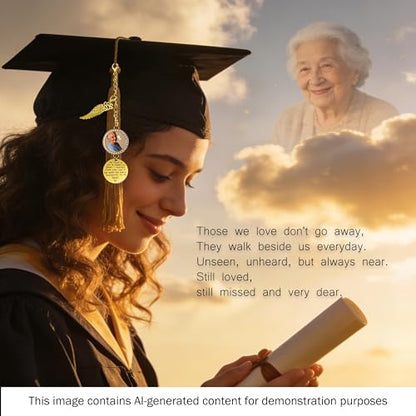 2026 Graduation Tassel Charm Photo Frame with Angel Wings, Gold - color: Gold