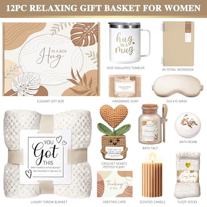 Get Well Soon Gifts Baskets for Women, Self Care Package After Surgery | Thinking of You Sympathy Gifts, Feel Better Encouragement Gift for Woman Sick Friends Mom w/Blanket