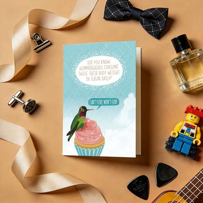 Funny Hummingbird Birthday Card - Humorous & Inspirational Design, Sweet Gift for Sweet-Toothed Friends, Family & Coworkers - color: QY-39