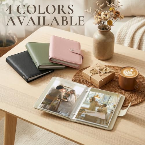 Vienrose 4x6 Small Photo Album Faux Leather 32 Pockets Mini Book Pink - color: Pink, size: 32 Pockets