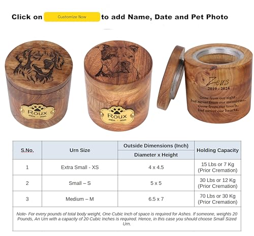 Personalized Handmade Solid Wooden Cremation Urns for Dog & Cat Ashes, Custom Photo Engraved Wood Pet Memorial Keepsake Urn Box for Ashes, Pet Urn for Dogs & Cats, Pet Loss Keepsake Urn Box for Ashes