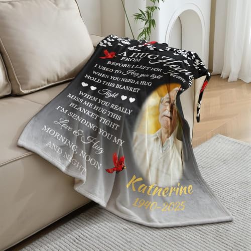 Vsmoedb Custom Memorial Blanket with Pictures for Loss of Loved One - color: Select05