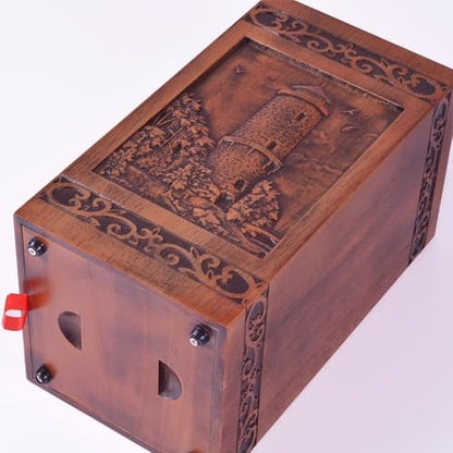 KIMNAG Wooden Cremation Urn for Human Wood Ashes Decorative box Funeral Urns for Adult Male Female with Satin Bag Burial or Memorial Keepsake (Lighthouse (XL) 250lbs)