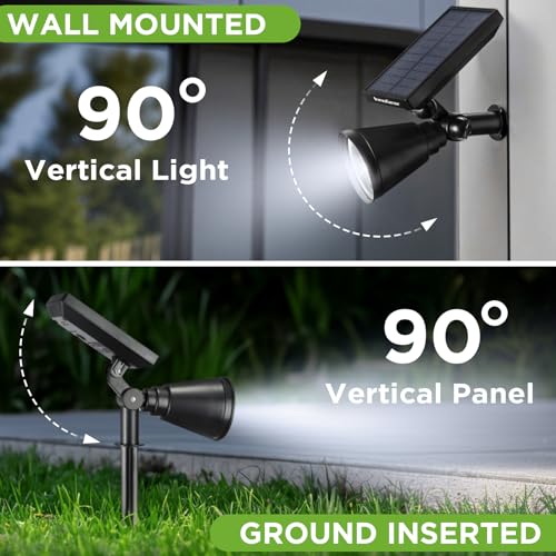 InnoGear 6 Solar Lights Outdoor Spot Garden Yard Landscape Flag, Cool White | Waterproof, Auto On/Off, Adjustable Brightness, 2 Installations, Flag Pole, Tree, Uplights, Solar Powered Spotlight, Pathway - color: Cool White