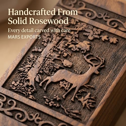 Wooden Cremation Urns Box for Human Ashes, Memorial Keepsake Boxes for Adults, Male/Female,Child, Pets Dog Cat Wood Burial Funeral Container (Deer) Urn, Capacity (Small) - size: Small
