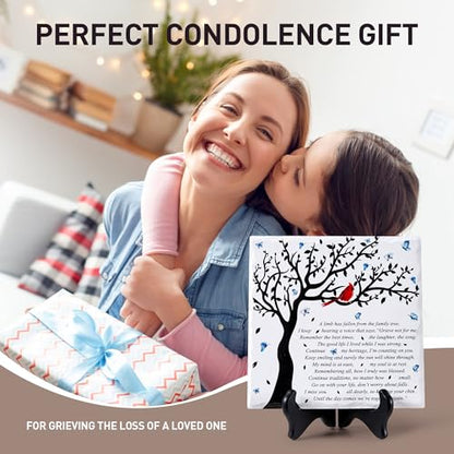 WOODEXPE Sympathy Plaque Sympathy Gift Memorial Gifts with Wooden Stand A Limb Has Fallen from The Family Tree Funeral Condolences Bereavement Grief Gifts Decor Sign Plaque for Loss of Loved One