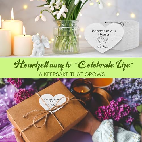 50 Plantable Seed Paper Funeral Favors for Guests - Handmade Seed Cards with Wildflower Seeds for Celebration of Life Events , Memorial Gifts, and Sympathy Cards -2.5 inch x 2 inch