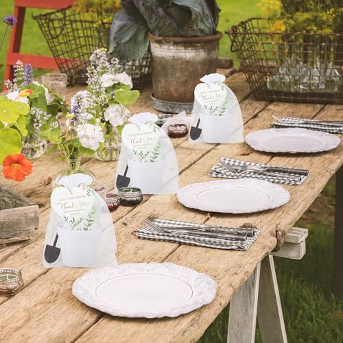Aneco 48 Sets Let Love Grow Wedding Party Favors Seed Packet for Guests Include Self Adhesive Seed Envelopes Organza Bags Flowerpot Garden Shovel Eucalyptus Leaves for Bridal Guest Gifts(No Seeds) - style: Wedding