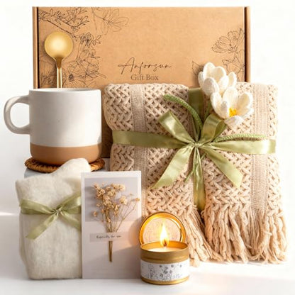 Gift Baskets for Women, Birthday Gifts for Women, Self Care Gift Baskets Care Package, Thank You, Get Well, Sympathy Inspirational Friendship Gifts for Mom, Grandma, Sister,Friends, Girls - color: White