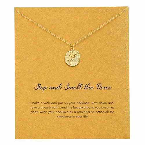 RZKING Golden Necklace for Women, Gifts for Best Friend Sister Mom Daughter - style: Rose